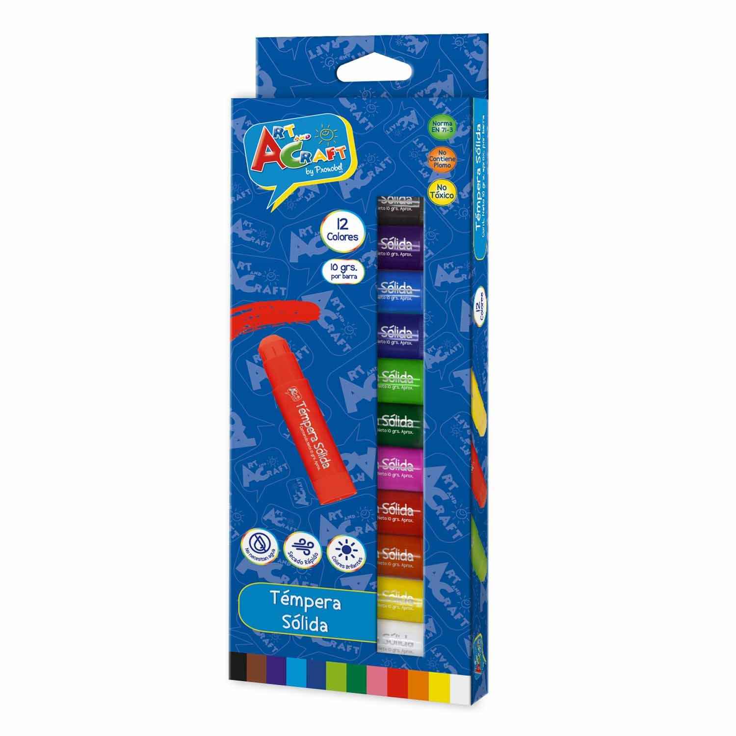 Tempera Solida 10 Grs 12Colores | Art & Craft